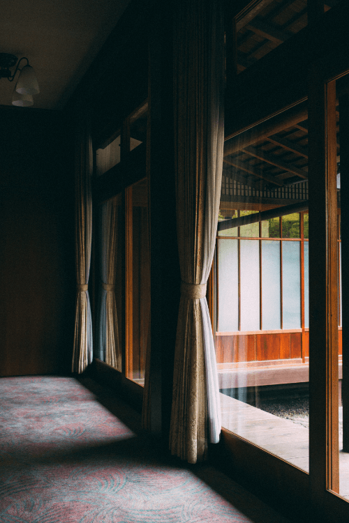 View from inside to courtyard outdoors.